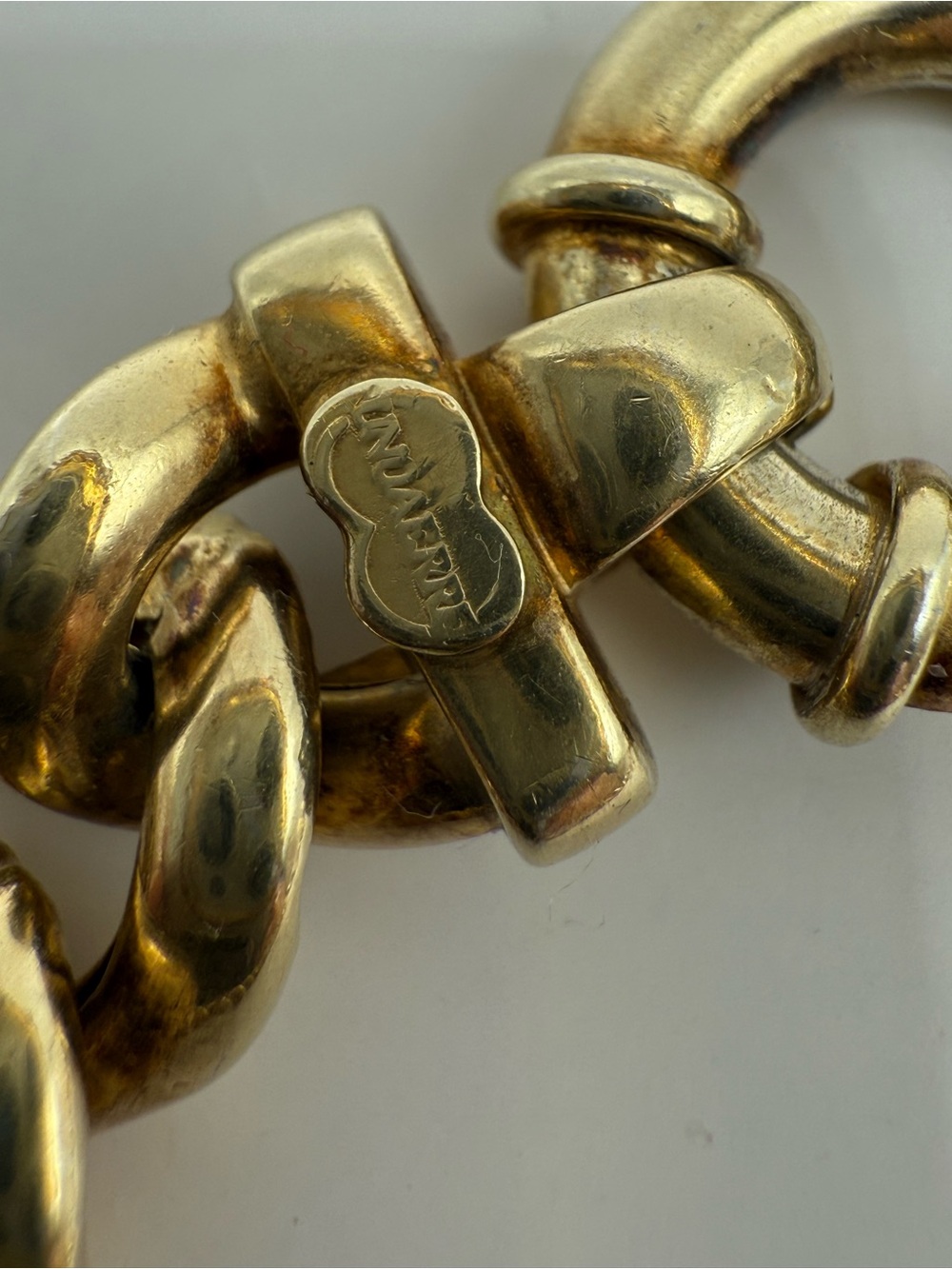 925 Italy 18k gold Plated Curb Link Bracelet Unoaerre 7.5 inch - Picture 2 of 5